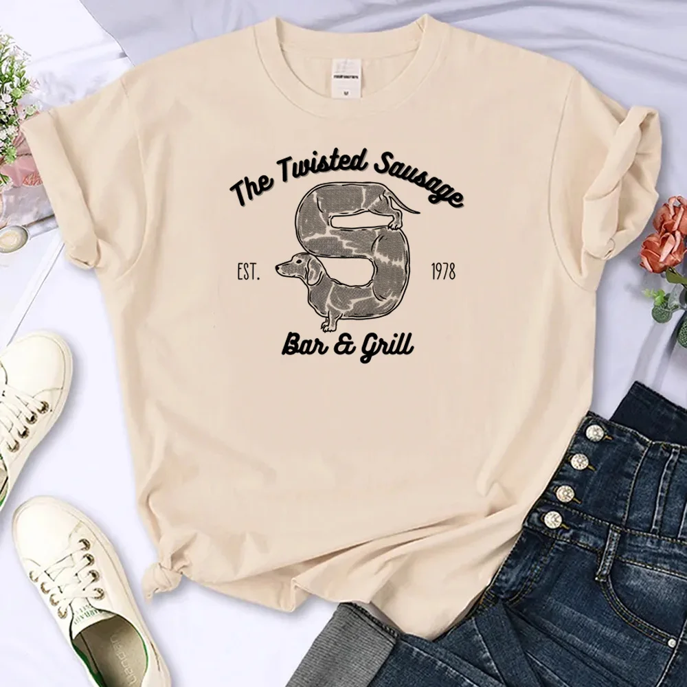 Sausage Dog t shirt women manga Tee female graphic Japanese streetwear clothing