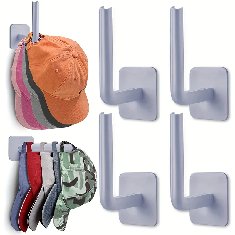 Baseball cap adhesive hook can hold multiple baseball caps, L-shaped multifunctional strong adhesive hook, no punching, storage