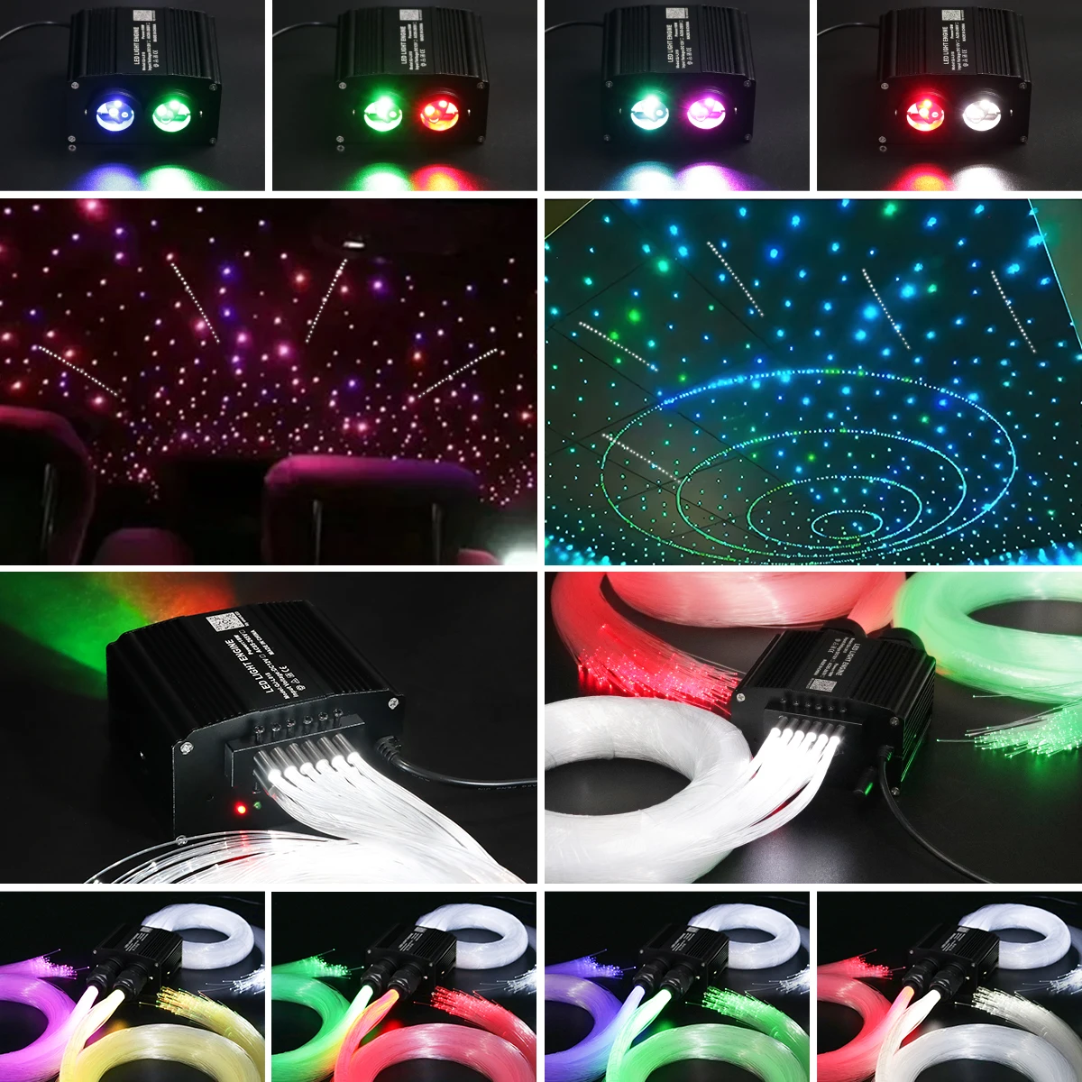 Kit de plafonnier étoile à Fiber optique double Port 18W RGBW, météore scintillante 2 en 1, lumières étoiles de prise de vue avec application pour plafond de ciel étoilé de voiture