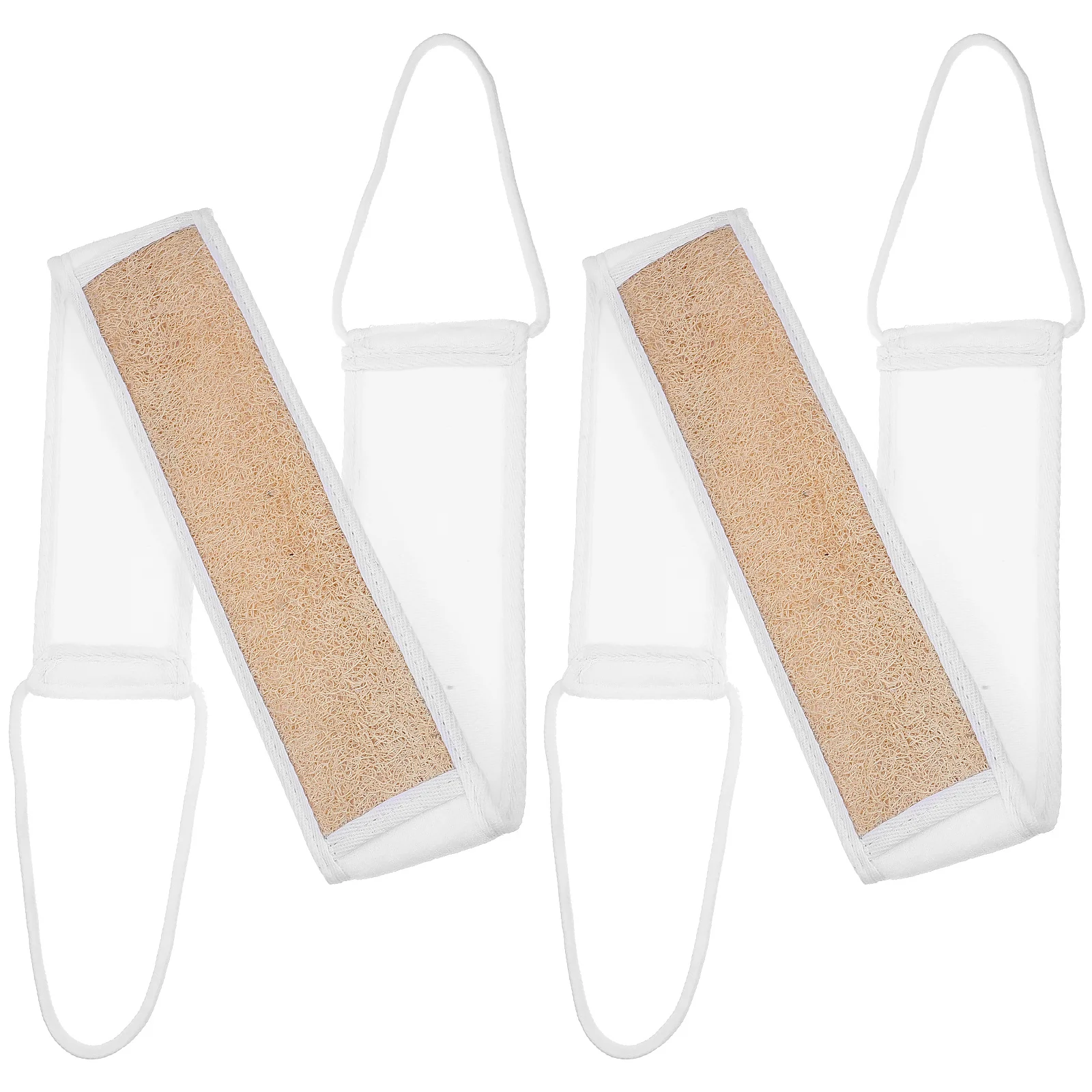 2Pcs Natural Loofah Back Scrubber Set Gentle Exfoliating Body Scrubber for Shower Dual-Sided Wash Towel with Handle for Men and