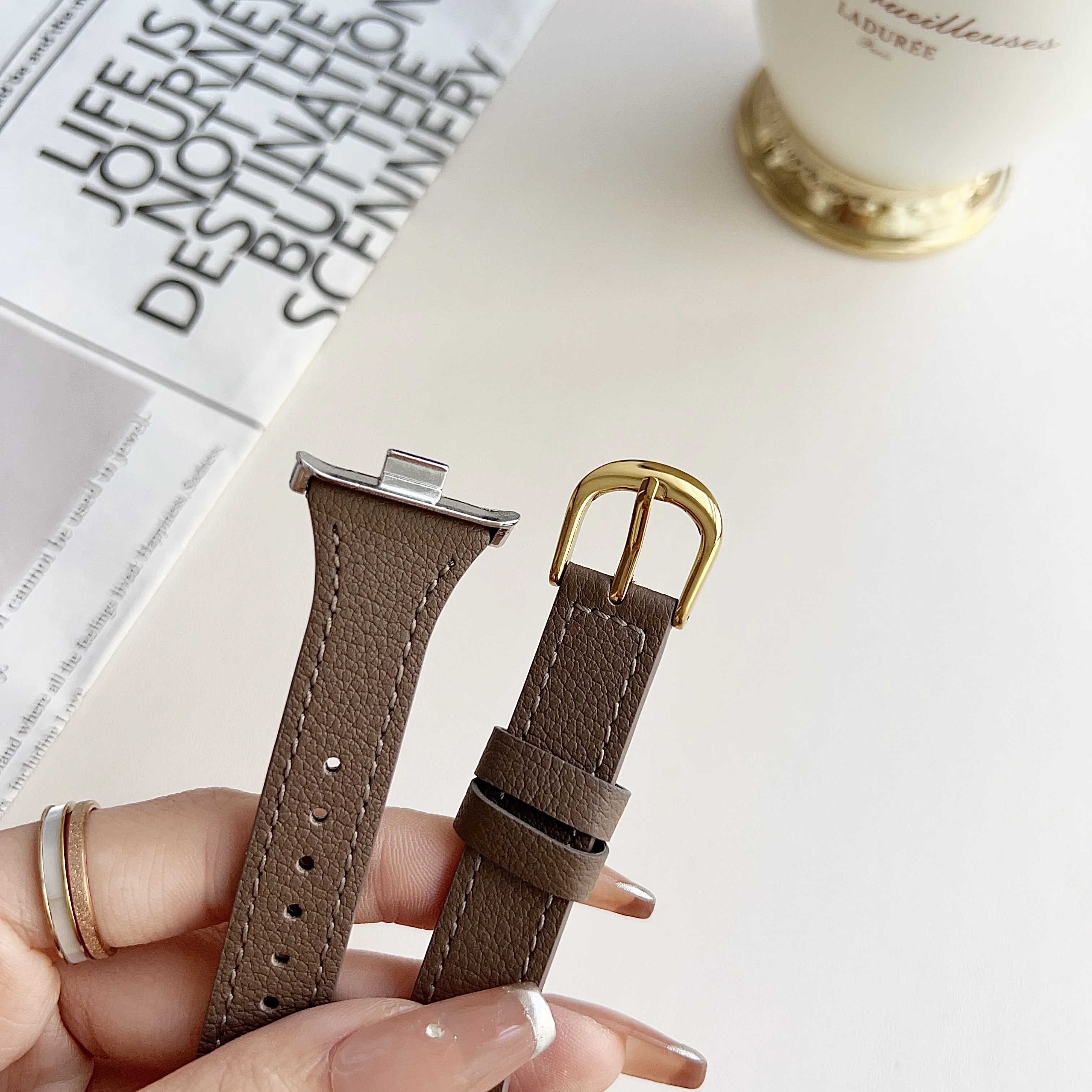 Pulseira de couro ferradura, Pulseira para relógio Redmi 4, Xiaomi Band8 Pro