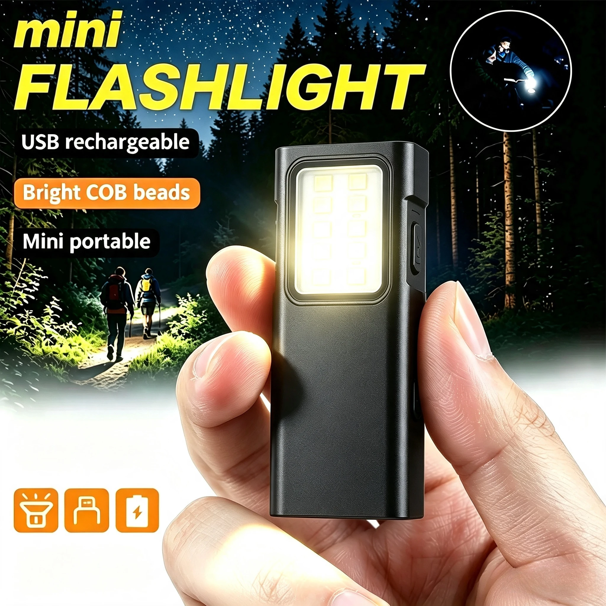 1-5PCS Rechargeable EDC Flashlight Bright Pocket Torch Portable Pen Clip Headlamp Mini Handheld Flashlights Outdoor Camping Lamp