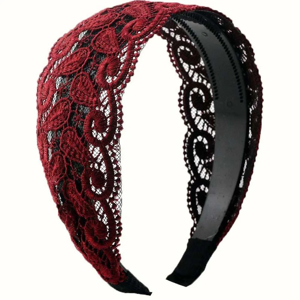 

Vintage Trendy Hollow Non Slip Wash Face For Girls Lace Hairbands Headband Korean Head Wrap Women Hair Hoop