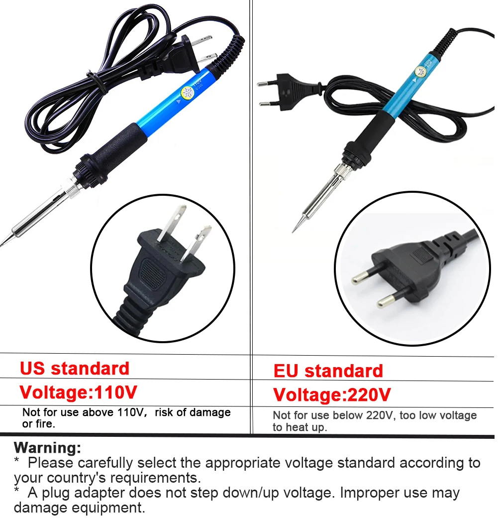 Adjustable Temperature Electric Soldering Iron 60W Electric Soldering Iron Welding Solder Repair Tool (Note Your Local voltage) view 2