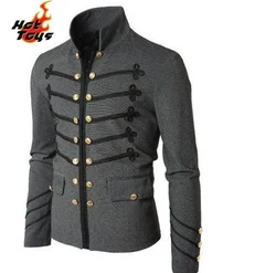Adult Man Purim Victorian Gothic Style Jacket Zipper Christian Medieval Knight Coat Solid Middle Ages Male Carnival Cos Blazer