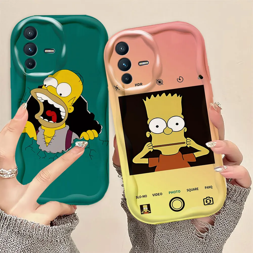 Funny H-Homer S-Simpsons 3D Wave Phone Case For VIVO S1 T1 V15 V20 21E V23 V23E V25 V25E V27 V27E V29E V30 V40 V30E Case Funda