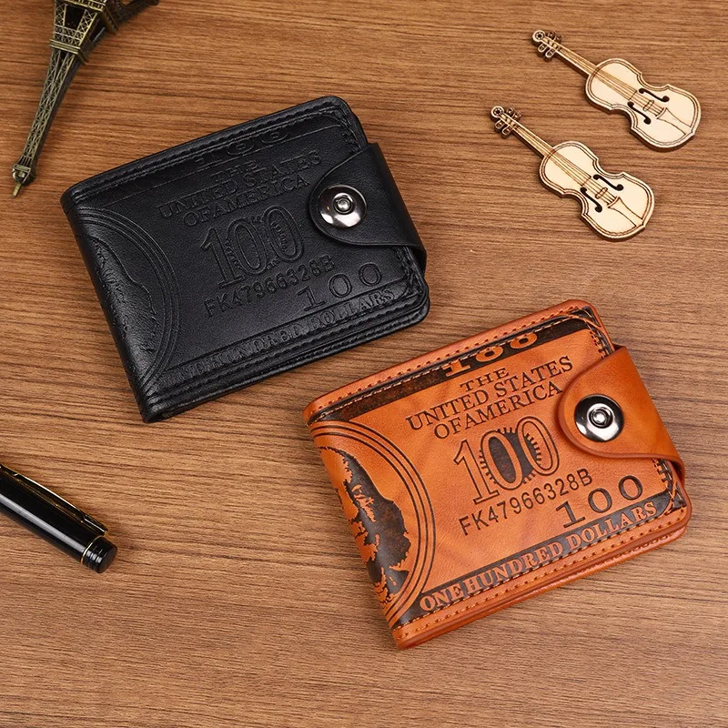 Portafoglio in pelle modello 100 dollaro USA Porta carte con cerniera Portafoglio moda Blocco tasca con cerniera Borsa da uomo Portafoglio in pelle PU maschile
