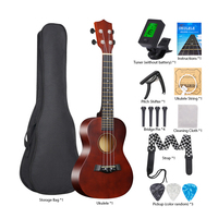 23-inch Ukulele Acoustic Ukulele Kit with Bag Strings Strap Bridge Needle Capo Pick Tuner All Basswood for Students Beginner