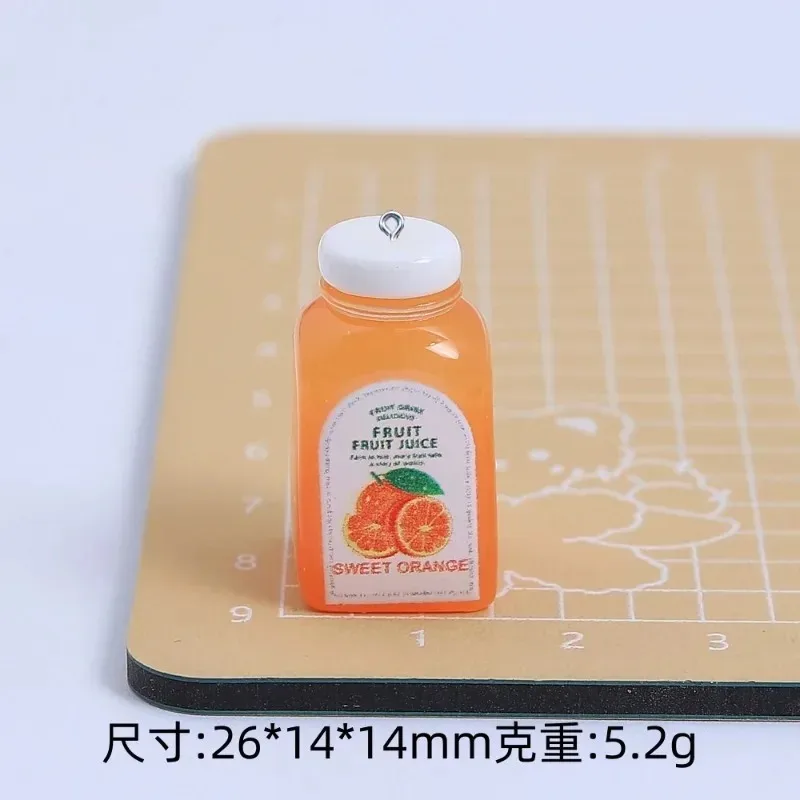 10Pcs Kawaii Mini 3D Cherry Orange Juice Bottle Resin Pendants Cute Drink Charms DIY Handmade Craft Supplies for Earrings - view 6