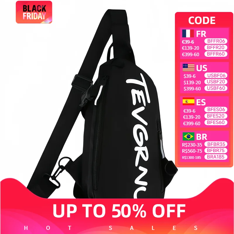 Men's  Autumn and Winter Nylon Chest Bag Trendy and Fashionable Women's Shoulder Bag Sports and Leisure Oblique Straddle Bag