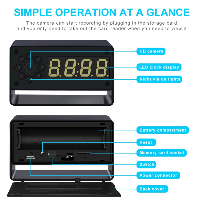 1080P WiFi Camera orologio digitale Mini telecamera visione notturna APP WIFI videocamera di monitoraggio remoto telecamera Live di sicurezza