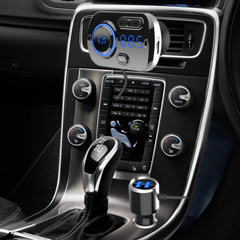 Car FM Transmitter Bluetooth 5.0 USB Car Charger Kit Wireless Hands-Free Calling MP3 Music Player LED Light FM Modulator Car Kit