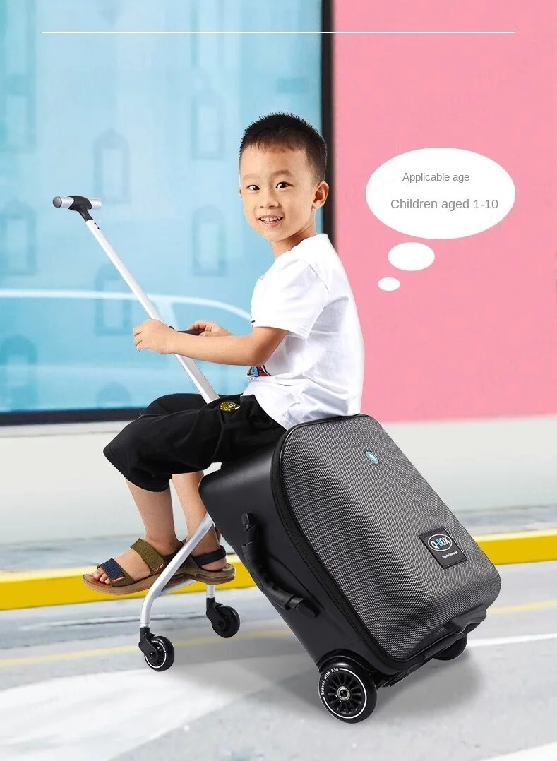 Suitcase for Children Sit and Riding on Luggage Case 20-inch Carry-on Suitcase with Guardrail Child Travel Suitcase