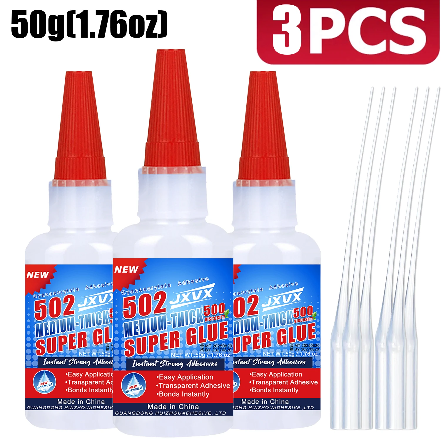 50 g Professional 502 Superlijm Extra sterke sneldrogende cyanoacrylaatlijm voor hardware, kunststof, metaal, auto's, hout, glas, hobby's, secondenlijm met waterdichte distributie.