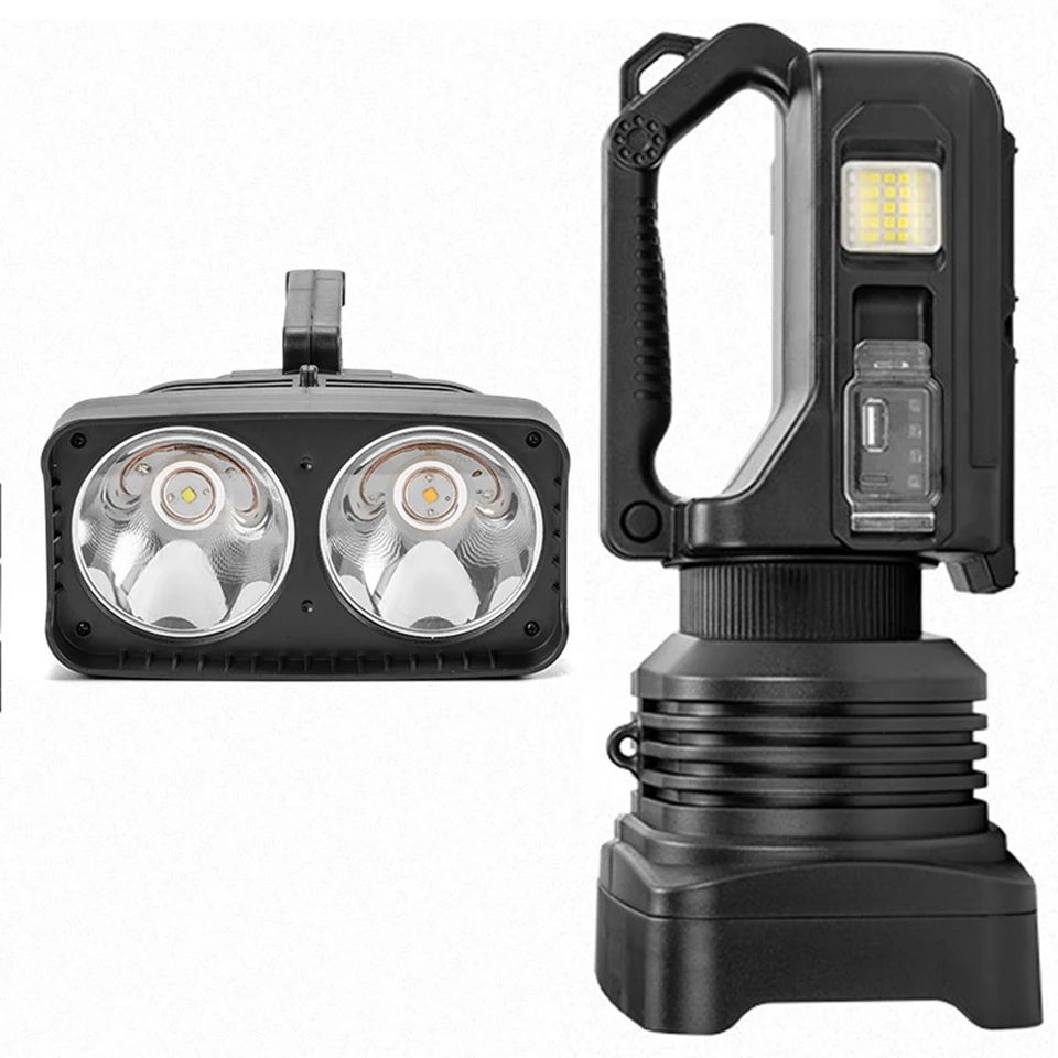 XHP70.2 LED Flashlight Big Head Searchlight Handheld Work Light Spotlight Floodling 40W Torch Lantern Rechargeable Bettery Lamp