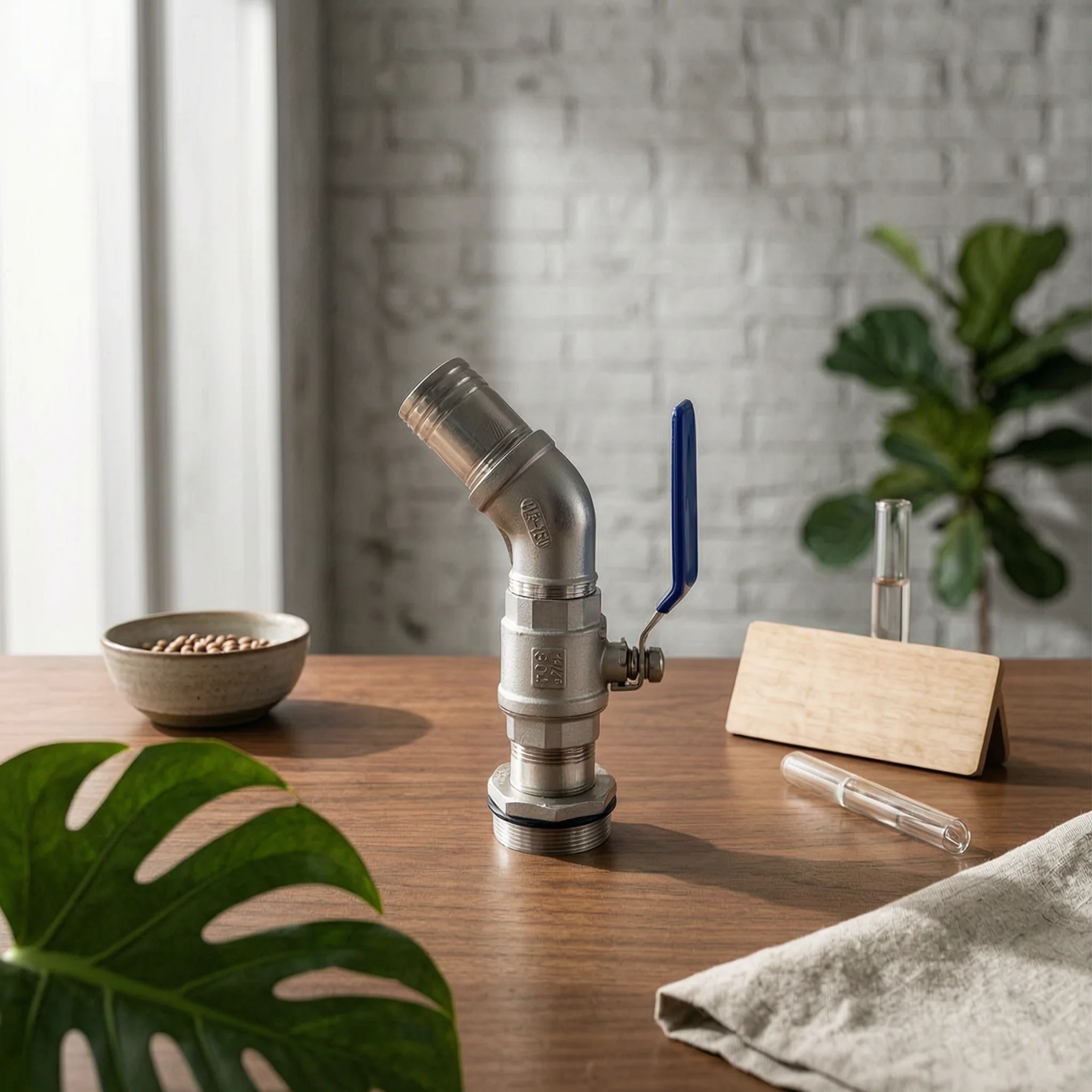 Stainless Steel Dispensing Valve Chemical Resistant Drum Tap with Angled Spout Barrel Tap Rust-Proof Faucet with Handle Manual