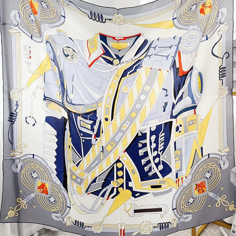 

Women Silk Scarf 100% Silk Square Big Bandanas Hand Rolled Edge Shawls Foulard Luxury Designer Accessories Head Hair