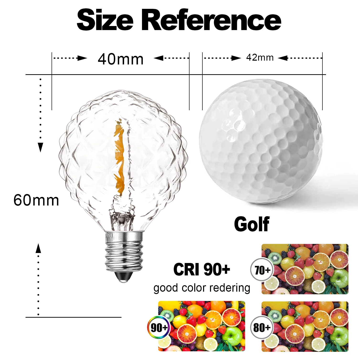 레트로 미니 LED 전구, 다이아몬드 모양 빈티지 전구, G40, E12, 110V, 220V, 밝기 조절, 갈랜드 스트링 광원 교체, 야외