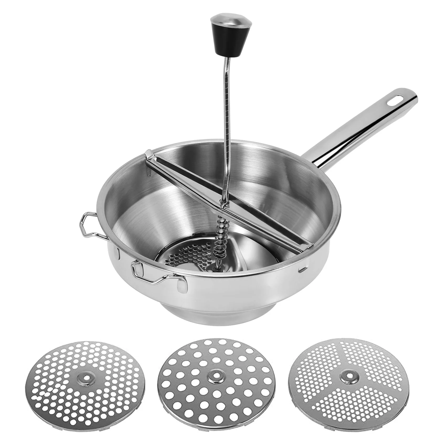 Rotary Food Mill Potato Ricer with 3 Interchangeable Disks, Great for Making Puree or Soups of Vegetables, Baby Foods