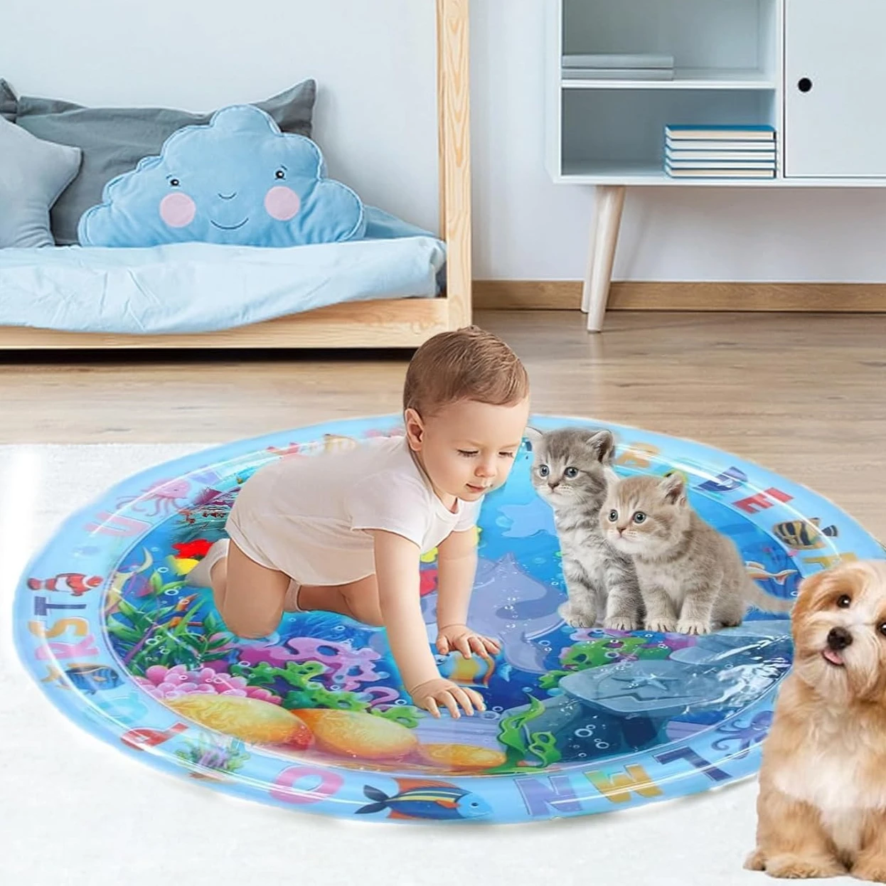 

Inflatable Tummy Time Baby Play Mat Infants Water Cushion Early Education Interactive Baby Toys for Toddlers Sensory Development