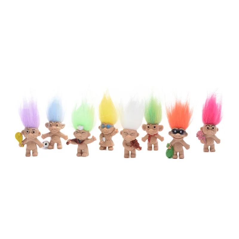 

8pcs/Set Anime Trolls Action Figure Dolls Colorful Hair Devil Models Troll Figuras Toys for Children Gift