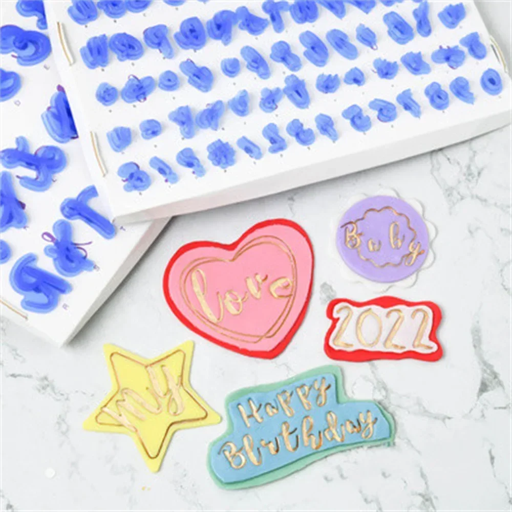 Cake Stamp Mould Alphabet Upper Lower Case Fun Fonts Number Letter Baking Mold Set for Cookie Fondant Cake Decoration Tool