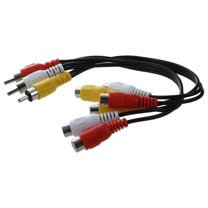 New 3 RCA Male Jack to 6 RCA Female Plug Splitter Audio Video AV Adapter Cable