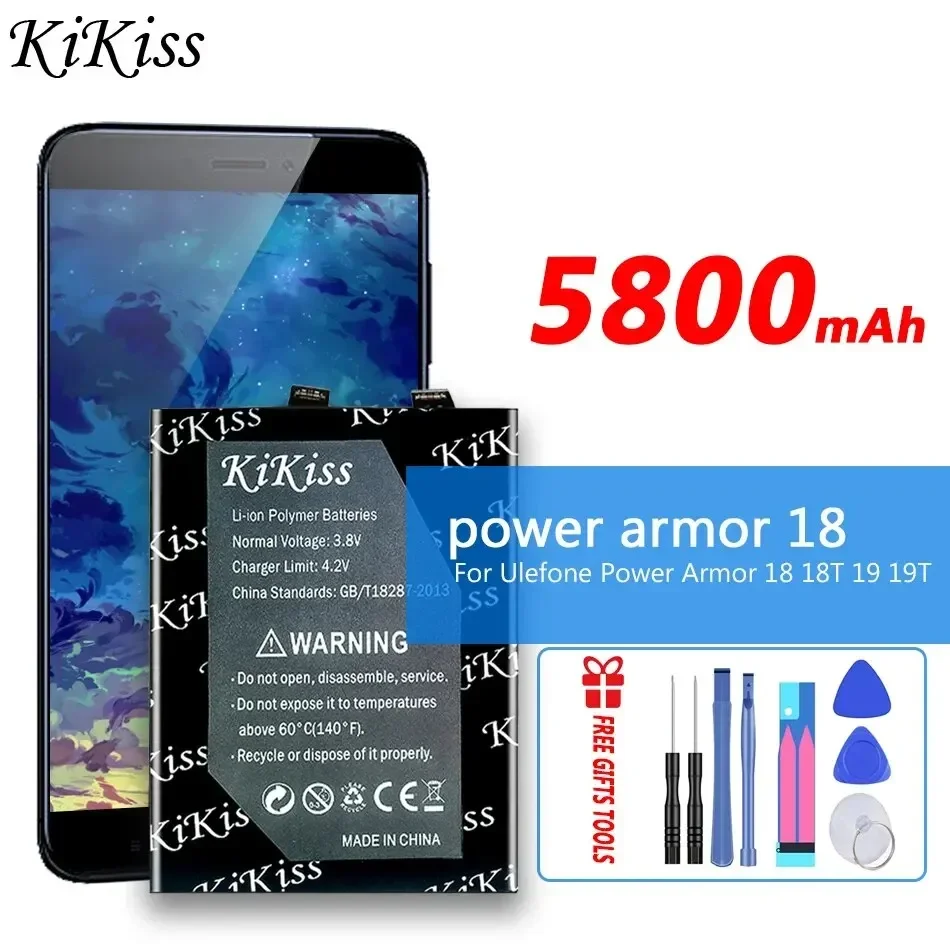 

KiKiss Battery power armor18 5800mAh For Ulefone Power Armor 18 18T 19 19T Armor19 Replacement Bateria