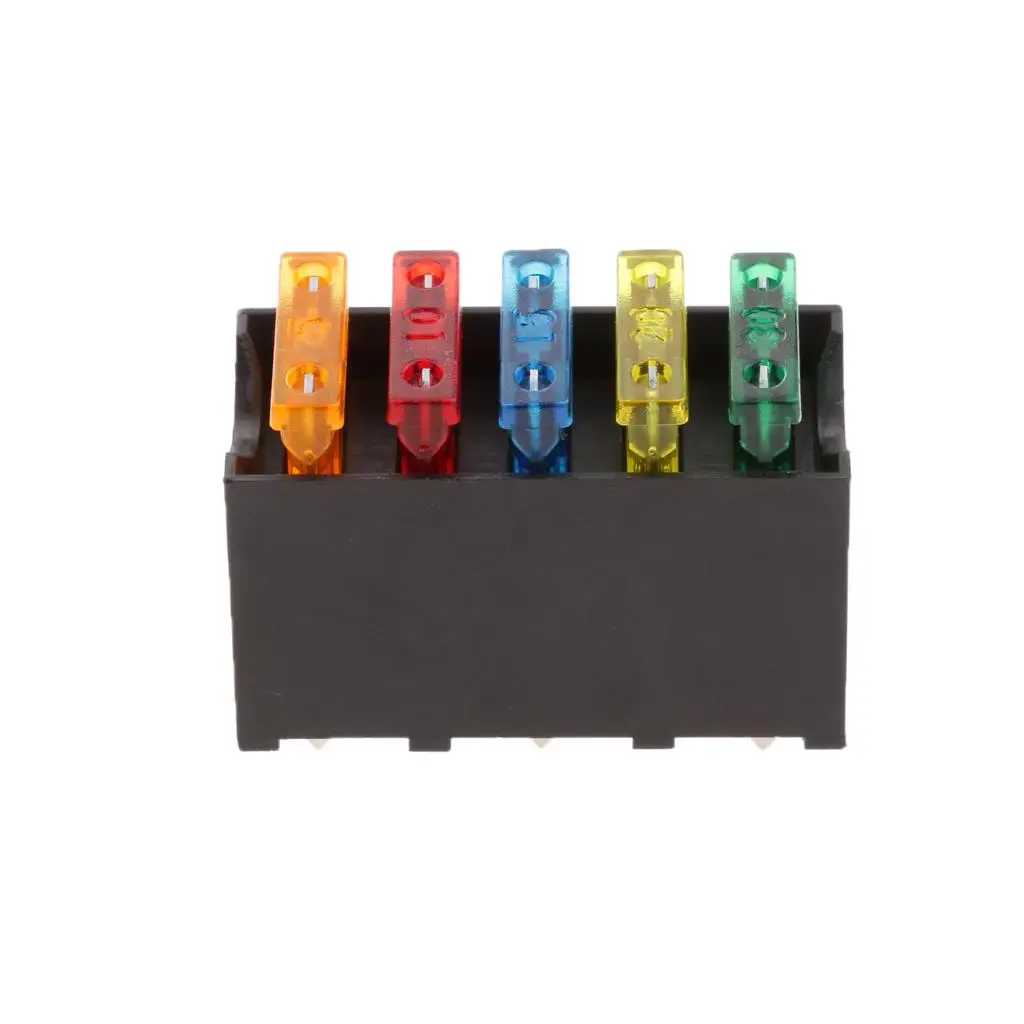 5 Slot ATC Fuse Block Holder Plastic Fused Power Distribution for Automotive Marine Vehicle Boat Protection