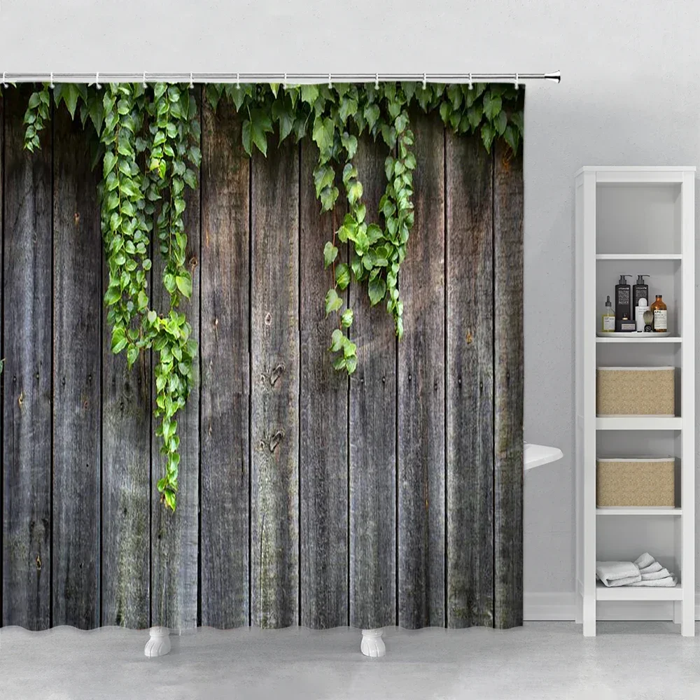 Flowers Wall Shower Curtains Rurality Nature Scenery Plank Fence 3D Bathroom Decor Shower Curtain Bath Curtain Bath Screen Baño