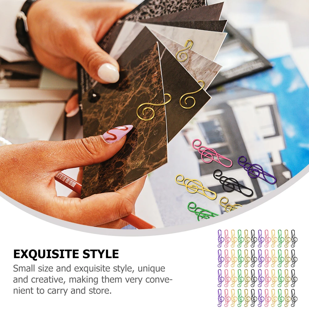 

85 Pcs Colored Paper Clips Musical Note Document The Office Gifts Cute Paperclips Metal for Paperwork Folder Colorful
