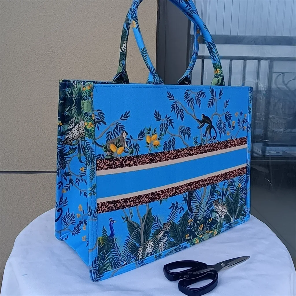 Sac à Main en Toile Imprimée de Style Artistique pour Femme, Fourre-Tout de Styliste avec Nom Personnalisé Brodé, Nouvelle Collection