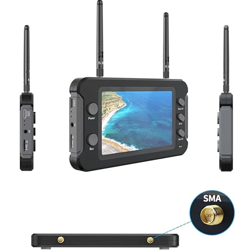 Monitor fpv 5.8g com dvr, tela lcd de 4.3 polegadas, antenas duplas, recepção de sinal estável, adequado para quadricóptero drone fpv