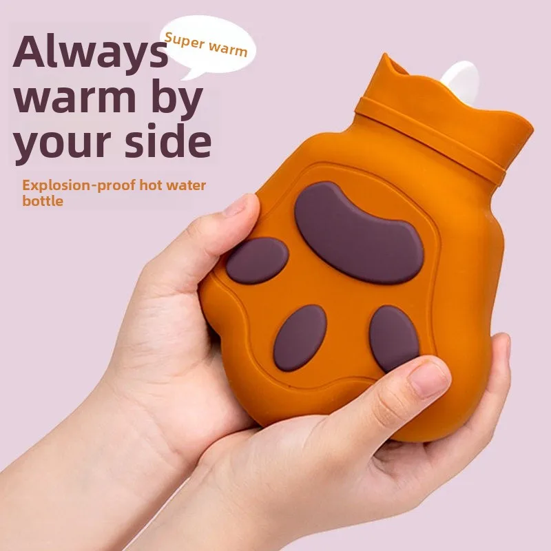 

Portable Silicone Hot Water Bottle Bear Paw Design Microwave Heating Stomach Warmer Cute Warm Water Bag for On-The-Go Use