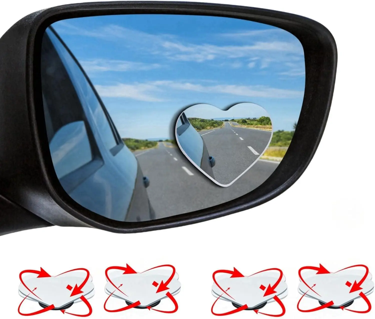 Auto-Totwinkel-Rückspiegel, Erhöhte Sicherheit, Universeller Klebespiegel, Niedliches Herzförmiges Design, Auto SUV Universal – Detail 8