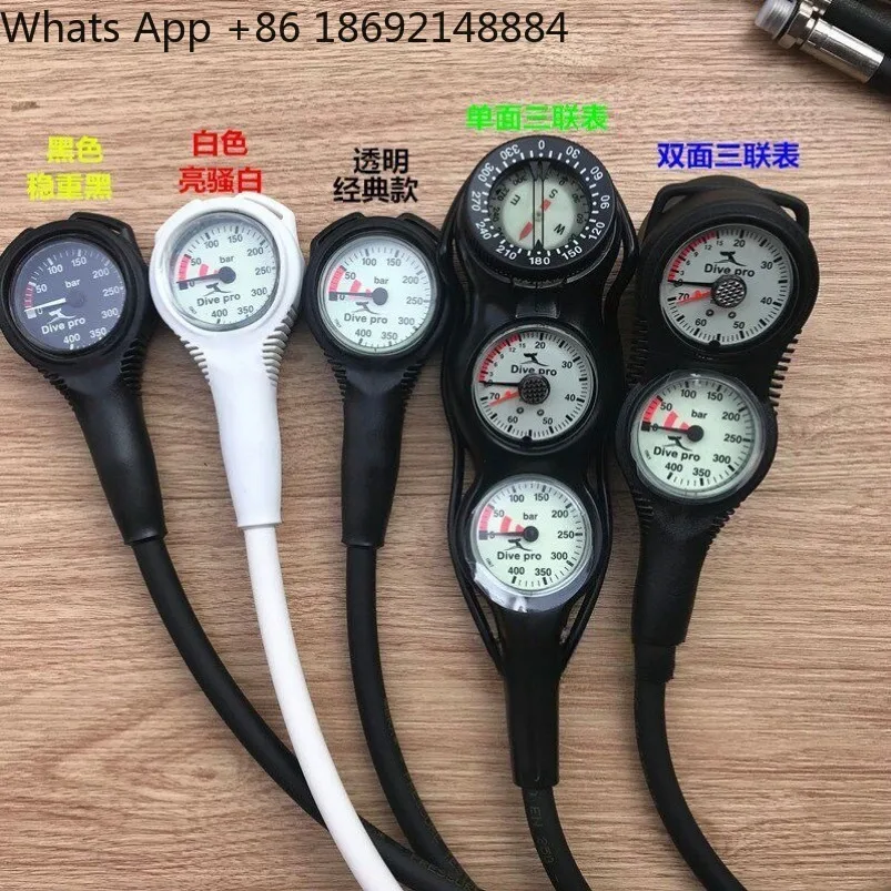 Diving pressure gauge oxygen cylinder dual barometer depth compass braided tube