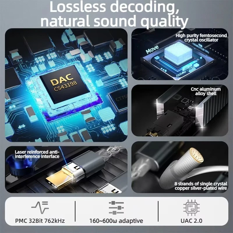 JIN LI  Portable 3.5mm USB DAC HiFi Decoder Headphone Amplifier for Android