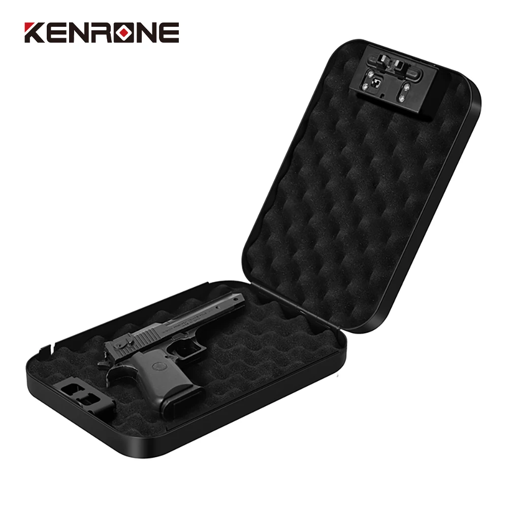 Portable Travel Fingerprint Pistol Safe Waterproof Moisture-Proof Box Mini Steel Handgun Safe Gun Box with Key