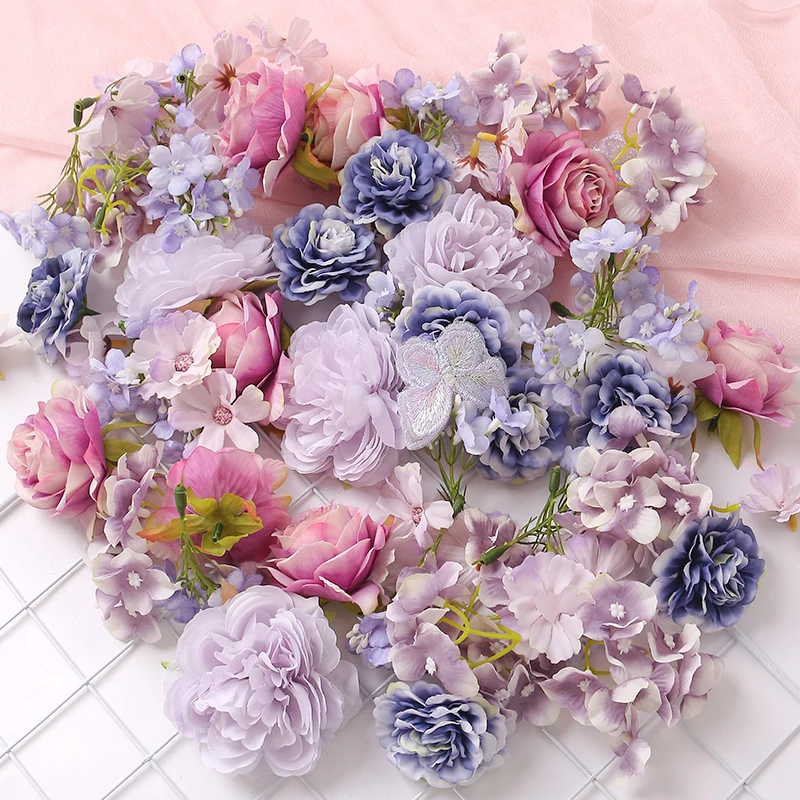 Artificial European Silk Rose Flowers for Home Room Wedding Decoration DIY Hair Accessory Corsage Craft Kit Fake Flowers
