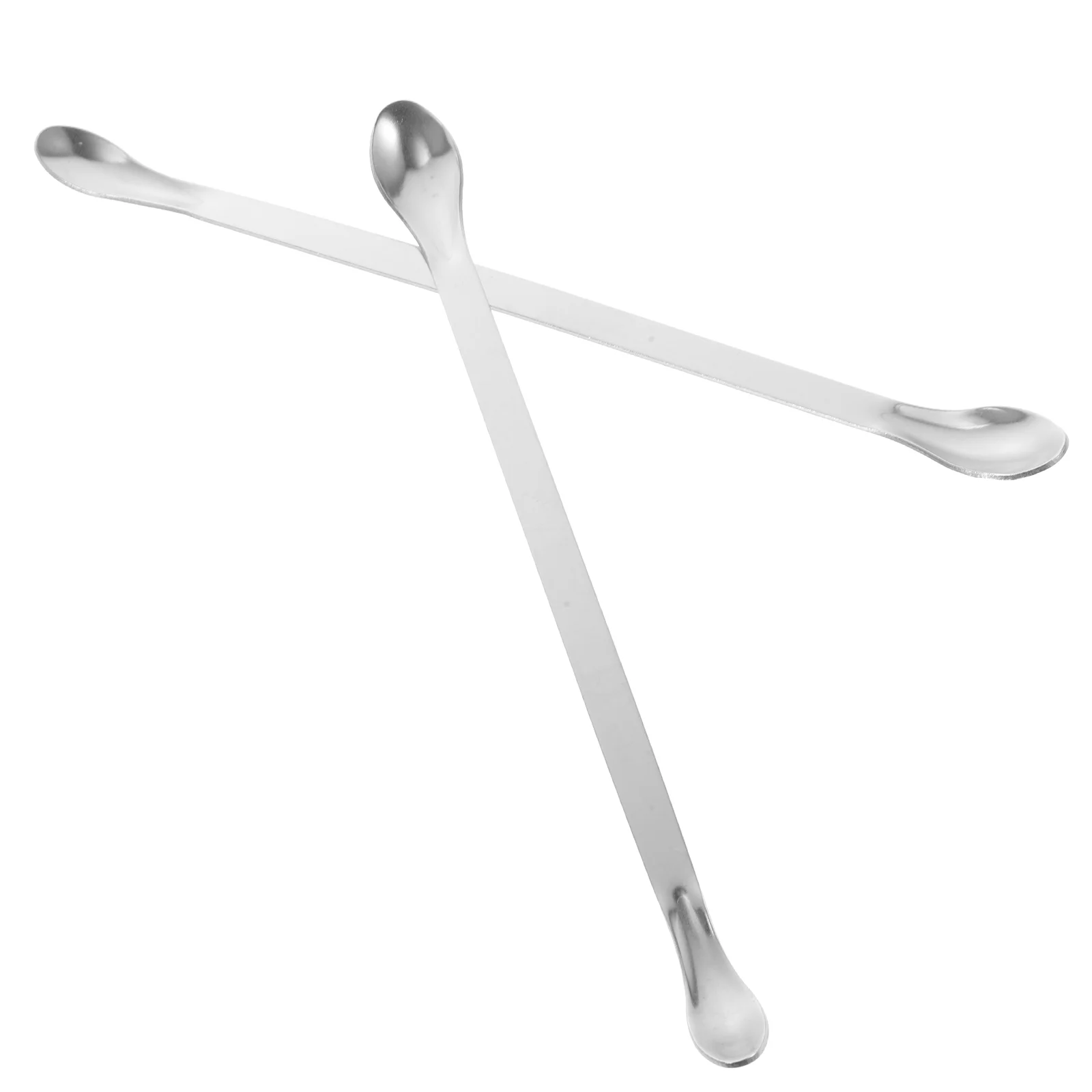 2 Pcs Spoon Metal Stainless Steel Weighing Long Sampling Micro Scoop Experiment