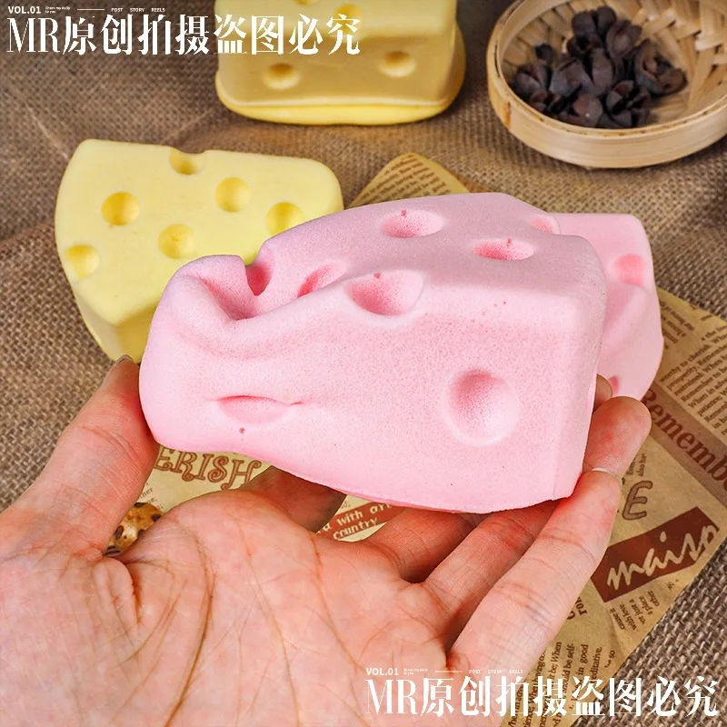 PU Slow Rebound Simulation Cheese Pinch Toys Wet Soft Squeeze Delicious Cheese Children Adult Office Squeeze Stress Relief Toys