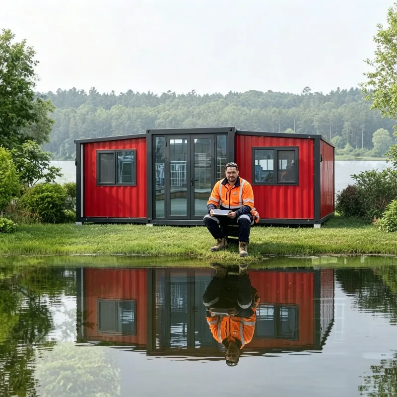 10FT Mini Folding Container House 20FT Triple Expansion Expandable Container Home for Camping Off Grid Cabin High Quality