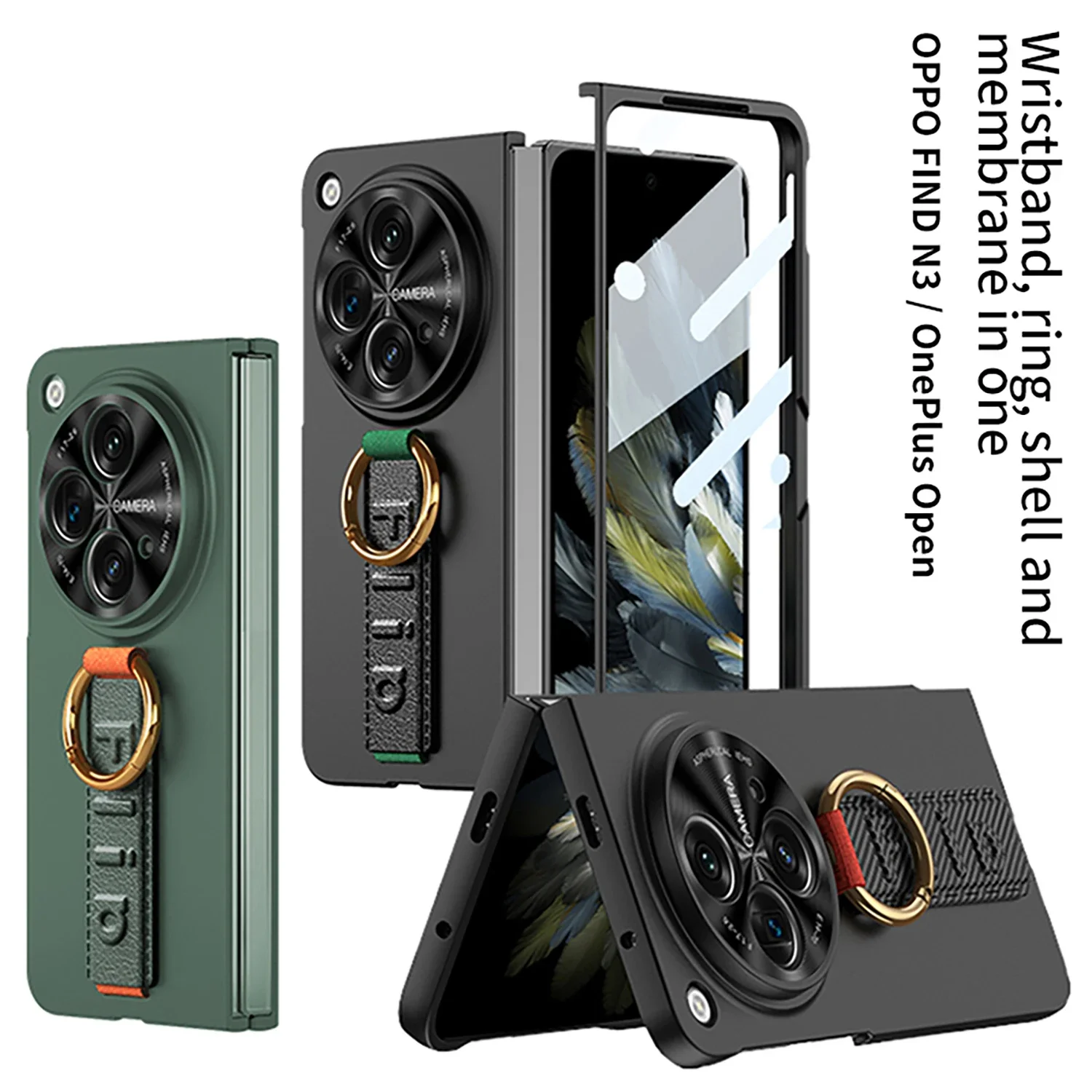 

Чехол для телефона с браслетом на палец для OPPO Find N3, жесткий противоударный чехол, защитная пленка для экрана ADAOPPL00002