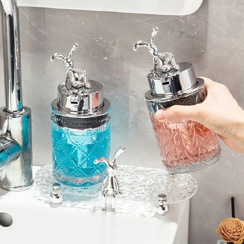 Creative Rabbit Glass Emulsion Bottle Bathroom Soap Dispenser Lotion Hand Sanitizer Bottles Bathroom Accessories Emulsion Bottle