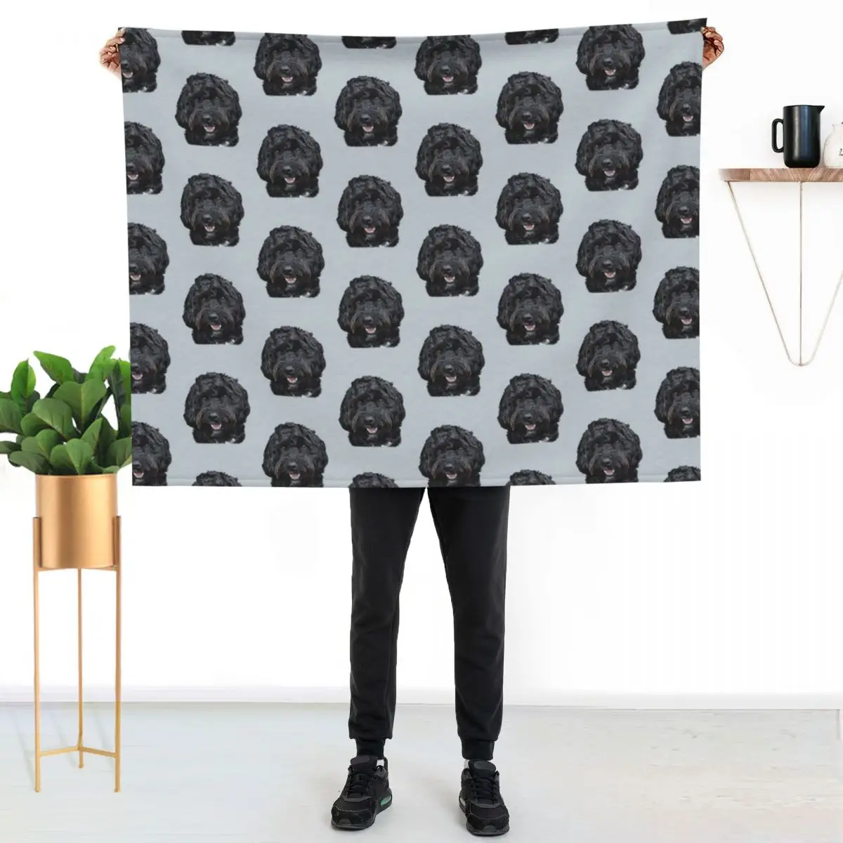 Black Doodle / Cockapoo Dog Throw Blanket Luxury Throw manga Soft Plush Plaid funny gift Sofas Plaid Blankets