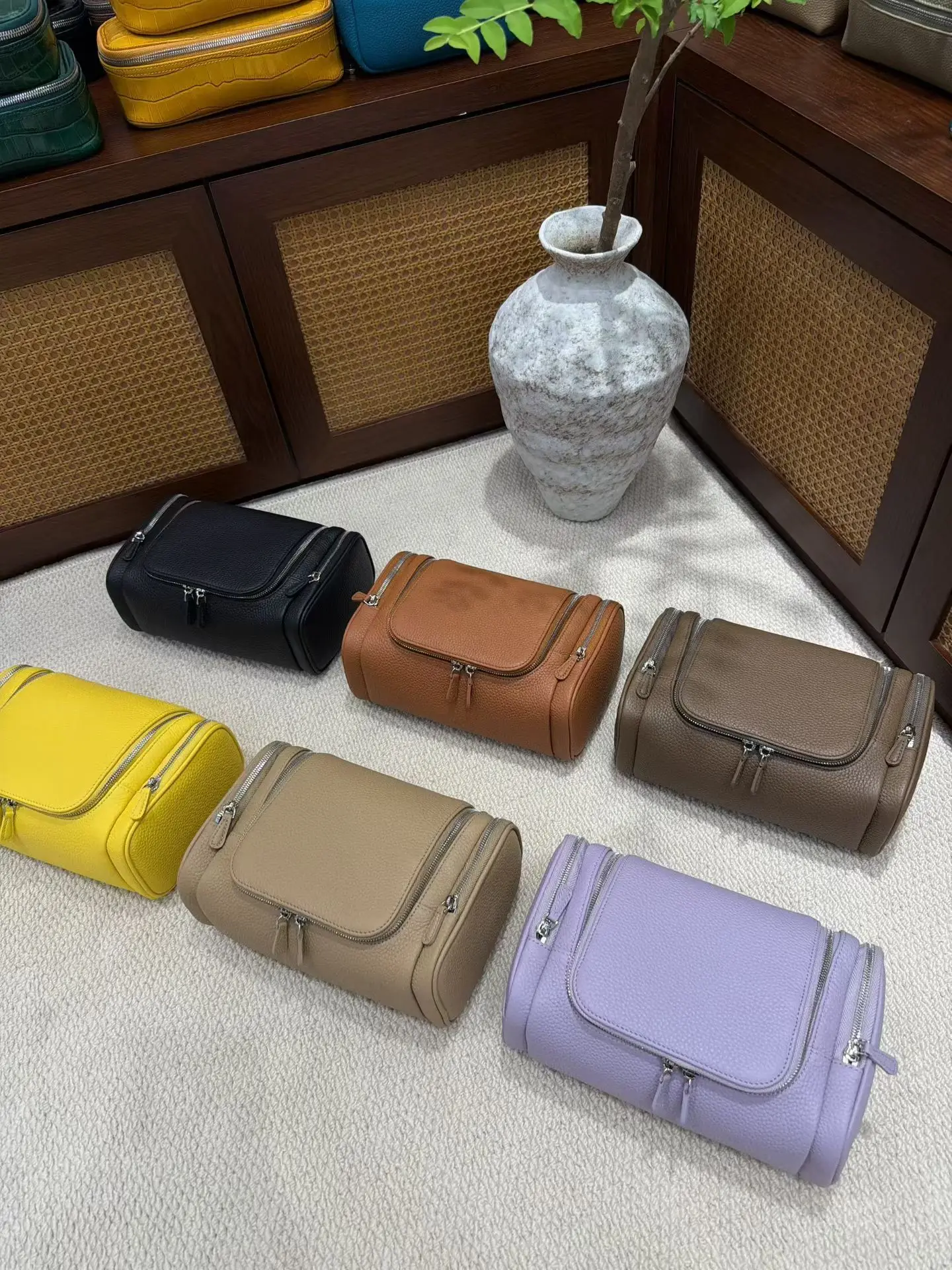 Echtes Leder Unisex Hängende Kosmetiktasche Reise Große Kapazität Multifunktionale Premium Toilettenartikel-Aufbewahrungstasche Tragbar – Detail 4