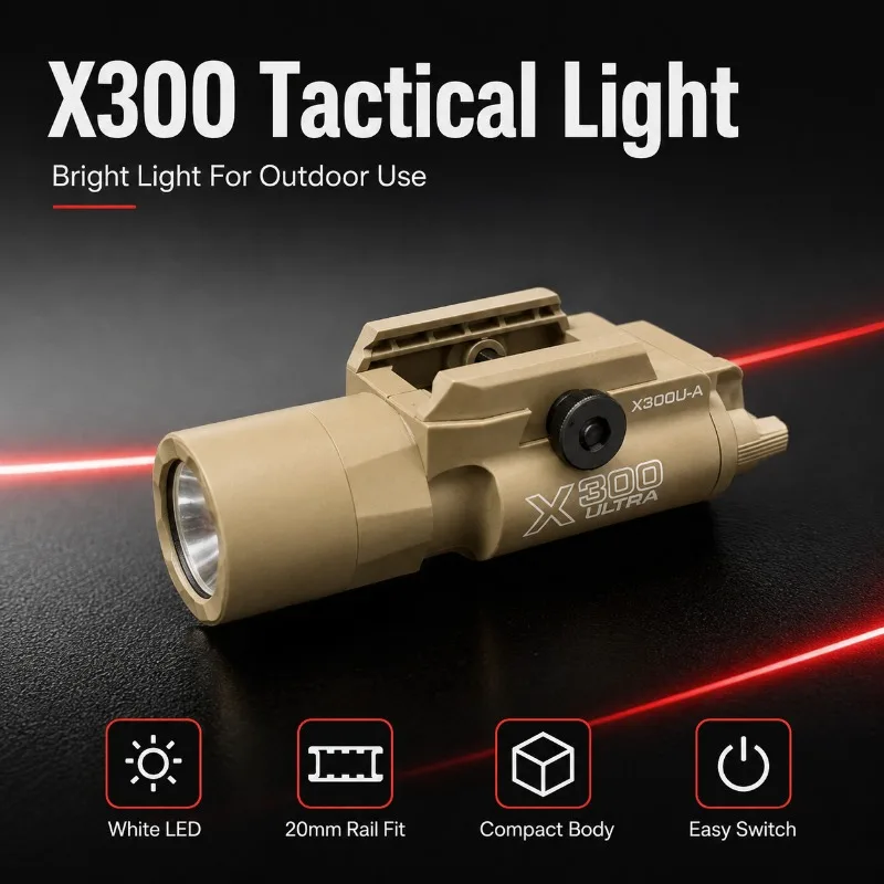 Outdoor Game & Competitive Activity Lighting Tool, Bright X300 Light with 20mm Rail Mount Structure