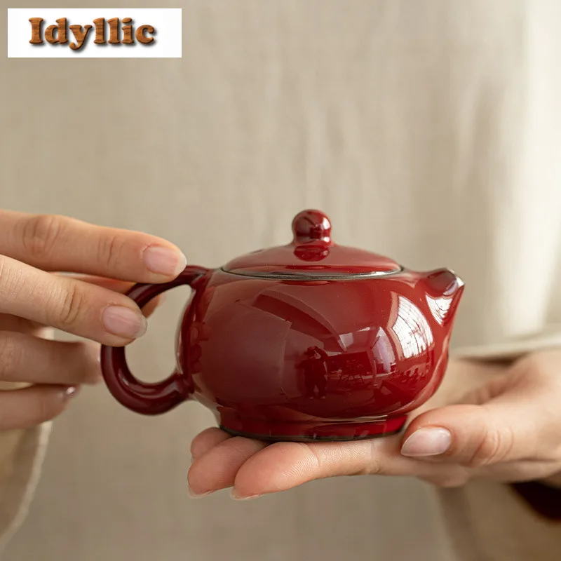 

150ml The Palace Museum Red Xishi Teapot Japanese Tea Infuser Pot Tea Soaking Kettle With Ball Hole Tableware Collection Craft
