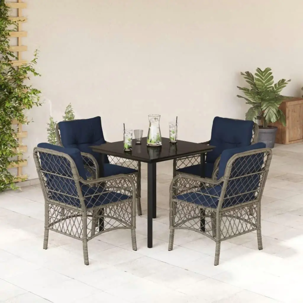 

Серый садовый обеденный набор из поли ротанга, устойчивая к ультрафиолетовому излучению уличная мебель для патио и балкона