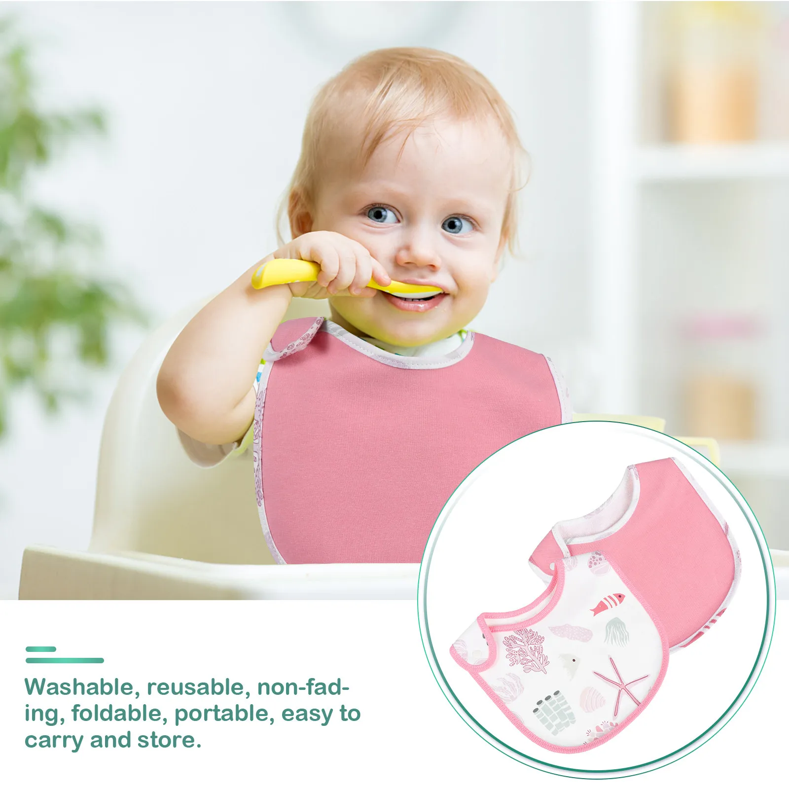 2Pcs Premium Combed Cotton Baby Bibs for Infants Soft Skin-Friendly Teething Eating Apron Reusable Washable Saliva Bibs Unisex